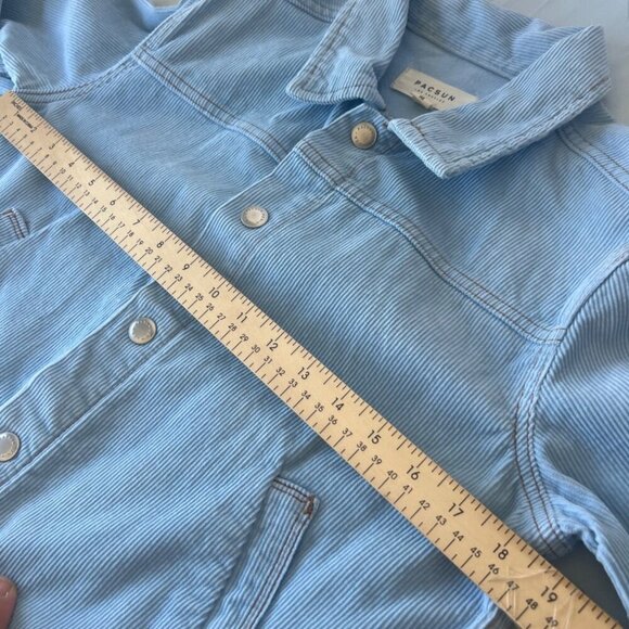 Pac Sun Corduroy Cropped Baby Blue Jacket Size Medium - Picture 7 of 8